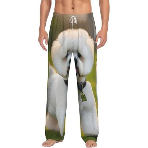 Pantalon de pyjama chien sur l'herbe pour vos moments de détente sur le canapé