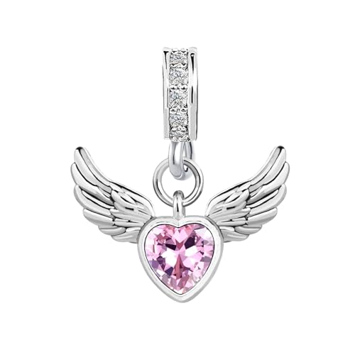 Abalorio de alas de ángel que no pierde brillo, compatible con pulseras Pandora 2