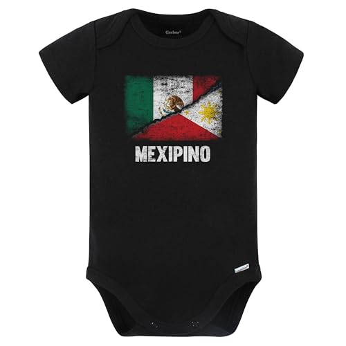 Really Awesome Shirts Half Mexican Half Filipino Flag Mexico Philippines Mexipino Baby Bodysuit (Black)