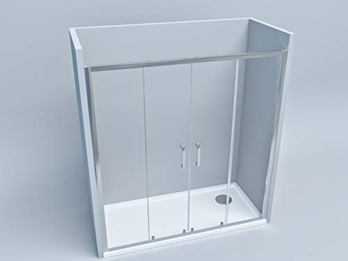 Box doccia porta scorrevole a nicchia apertura centrale 4 ante cristallo trasparente 6 mm altezza 195 cm 130 140 150 160 170 180 190 (180 (176-181) cm)