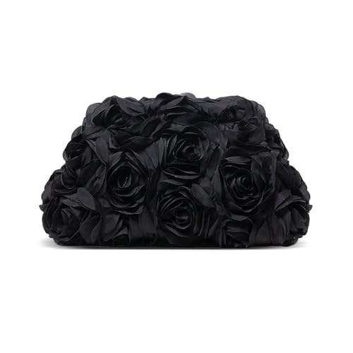 Image of 3D Flower Evening Bag for Women Elegant Floral Bridal Handbags Rose Clutch Purse for Wedding, Prom, Cocktail Party,Date Night