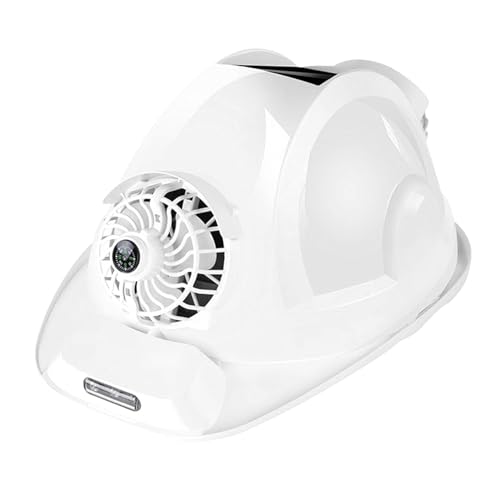 Unisex Construction Hard Hat with Solar Fan and Light, Mens Waterproof Working Helmet, Great for Construction and People Who Work in The Heat,White,16000mAh