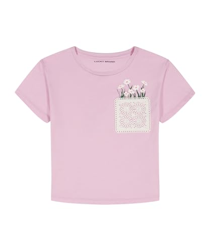 Image of Lucky Brand Girl's Short Sleeve Graphic T-Shirt, Tagless Cotton Tee with Fun Designs