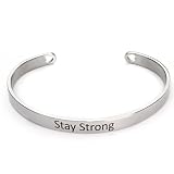 AJ LONDON Personalised Engraved Bracelet Cuff Bangle with Any Text/Name (SILVER - Hearts)