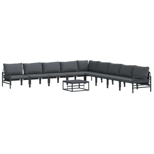 vidaXL Conjunto de sofá de jardín Antracita Acero, Muebles para el jardín, Asientos en Patio y Set de balcón, ¡CREA tu Oasis y relájate en la terraza