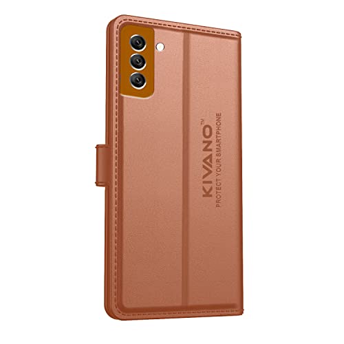Image of KIVANO Compatible with Samsung Galaxy S21 FE 5G Flip Cover | Leather Finish | Inside Pockets & Inbuilt Stand | Shockproof Wallet Style Magnetic Closure Back Cover Case