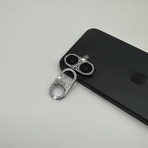 GSRYPC 2 Pack Camera Lens Protector Compatible with iPhone 16/16Plus, 3D Glitter Bling Diamond Camera Lens Cover Sticker Protector (for iPhone 16/16Plus-Black) Cover