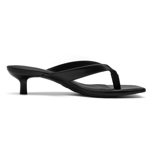 Athlefit Women's Kitten Heels Square Toe Flip Flops Low Black Heels 8.5 by Athlefit - Used condition - Image 5