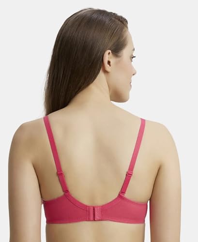 Image of Jockey 1245 Women's Under-Wired Padded Super Combed Cotton Elastane Stretch Medium Coverage Multiway Styling T-Shirt Bra with Detachable Straps