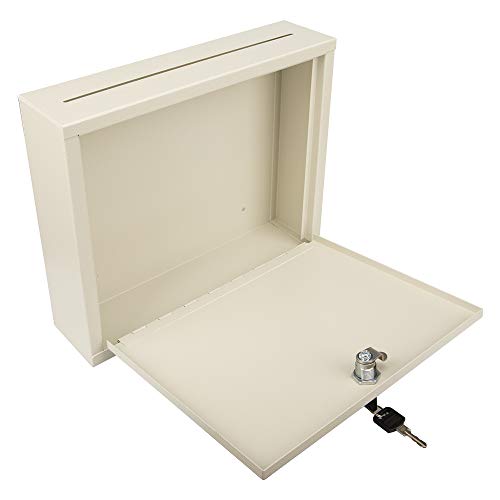 Kyodoled Suggestion Box With Lock Wall Mounted,Mail Box, Key Drop Box Cards, Safe Lock Box,Ballot Box,Donation Box,3W X 10H X 12L Inch White #TOP3