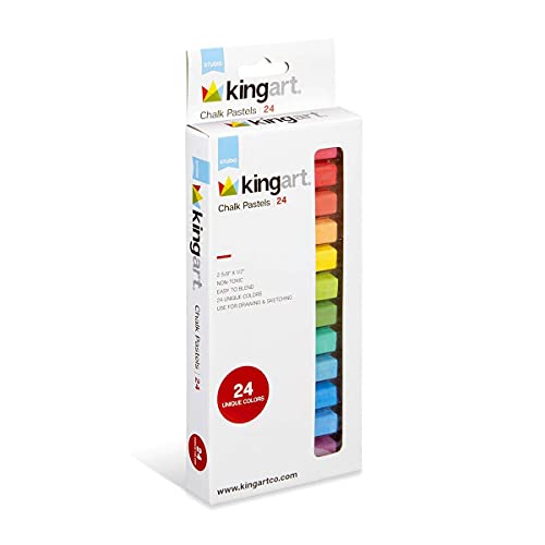 Kingart Square Pastels Chalk 24-Pieces, Vivid Colors, Starter Set Pastel Sticks For Craft Projects, Drawing, Blending, Layering & Shading, Non-Toxic Art Supplies #TOP6