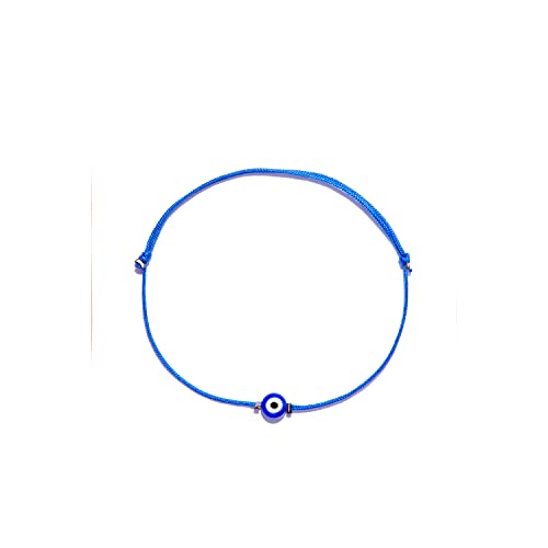 Handmade Evil Eye Bracelet Royal Blue String Kabbalah Protection Hamsa Adjustable Mexican Bracelet Mal De Ojo Luck Amulet for Women Men Family Friends (Royal blue)