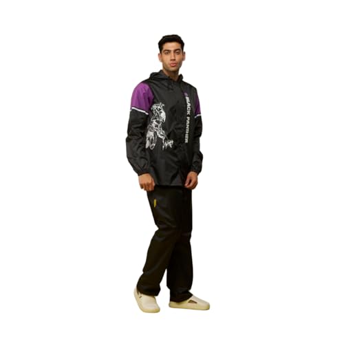 Image of ZEEL Water Fighter Rain Coat for Men with Adjustable Hood, Polyester Waterproof Full Sleeves, Top and Bottom Set Rainwear, Front Zip with Flap, Lightweight Raincoat