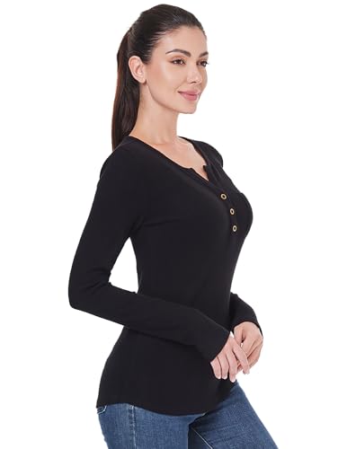 AmélieBoutik Women Button Up V Neck Ribbed Knit Long Sleeve Tops with Pocket