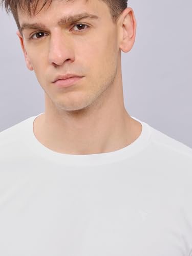 Image of TECHNOSPORT Men's Slim Fit Polyester Activewear Sports T-Shirt with Moisture-Wicking Comfort for Workout, Running & Gym