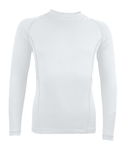 Teglraddix Boys Girls Compression Shirt Long Sleeve Athletic Sports Baselayer Youth Baseball Football Undershirt White S thumb #1