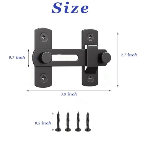 Image of Stainless Steel Flip Latch Door Lock - Sliding Barn Door Lock, Safety Gate Latch for Garden, Bathroom, Garage, Coop, Closet, Cabinet & Window - Heavy Duty Bolt Lock Hardware (Black)