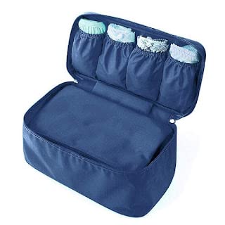 Oxford Travel Underwear Organizer Double Layer Storage Bag with Large Compartments Lightweight Travel Pouch for Bras Panties Socks and Cosmetics for Women and Men
