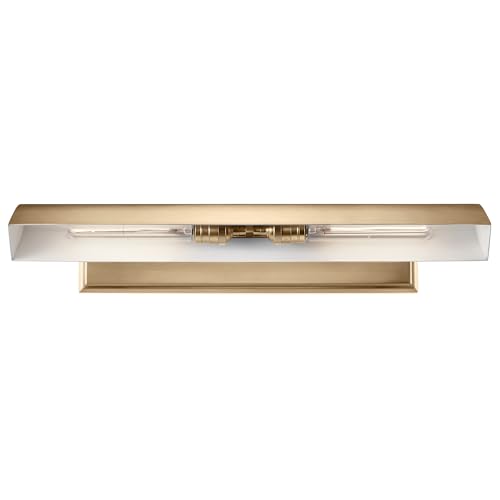 Image of Kichler Carston 2-Light Picture Light, Updated Traditional Light in Champagne Bronze with White Interior, for Framed Art, Mirror or Built-in Shelving (4.75 inch x 24.25 inch), 52686CPZ