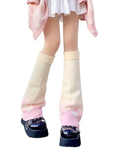 Image of WODECASA Girls Kawaii Leg Warmers Knitted Flared Leg Sleeves Goth Crochet Baggy Cuff Ankle Heap Socks