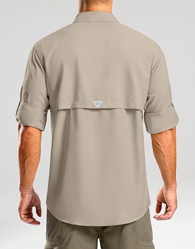 Pudolla Men's Sun Protection Fishing Shirt Lightweight Long Sleeve UPF 50+ Hiking Shirt for Men Outdoor Travel with Pockets3
