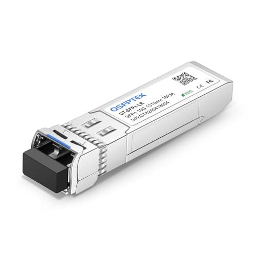 QSFPTEK 10GBASE-LR 10G SFP+ Módulo Transceiver, LC Port 1310nm 10km DDM Transmisor Receptor Mini-GBIC Monomodo para Cisco SFP-10G-LR, Ubiquiti UF-SM-10G-20, Netgear, Zyxel, Qnap NAS, Mikrotik, D-Link