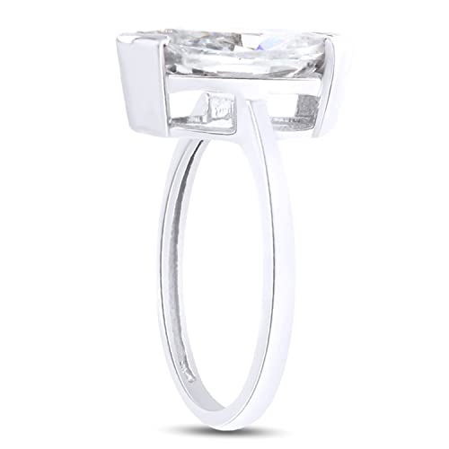 Jewel Zone US 4 1/2 Carat Marquise Cut White Cubic Zirconia Solitaire Engagement Ring In 14k Gold Plated 925 Sterling Silver (4.50 Cttw) Ring3