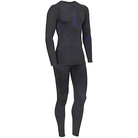 icefeld®: Sport-/ Ski-Thermo-Unterwäsche-Set für Herren Seamless (nahtfrei) in schwarz/blau L Cover
