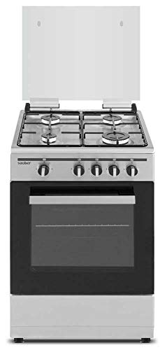 Sauber - COCINA SCI4GN 4 Quemadores - Gas Natural - 50X55 - Tapa Cristal - Color Inox