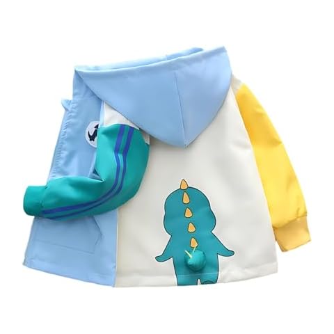 Vinmin Toddler Hooded Jacket Cartoon Dinosaur Zip Coat Little Girls Boys Jacket Thin Fashion for Spring Autumn (Blue) Cover