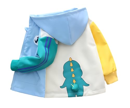 Vinmin Toddler Hooded Jacket Cartoon Dinosaur Zip Coat Little Girls Boys Jacket Thin Fashion for Spring Autumn