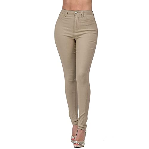 WUAI-Women Stretch Jeggings with Pockets High Wasit Pull-On Stretchy Slim Fit Skinny Jeans Pencil Denim Pants Tights2