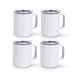 PYD Life Sublimation Mugs Blank Stainless Steel Coffee Tumbler 10 OZ White Double Walled Coffee Camp