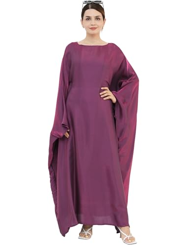 Image of Dubai Bat Sleeve Dress Shiny Robe for Women Muslim 1pc Abaya Eid Prayer Clothes Soft Dubai Travel Party Dress Maxi Abaya