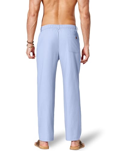 Image of COOFANDY Men's Cotton Linen Pants Casual Drawstring Dress Pants Beach Summer Lightweight Trousers