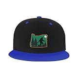 Oregon Bigfoot Sasquatch Children Flat Brim Contrast Hip Hop Hat Big Kid Flat Bill Adjustable Snapback Sport Cap Blue