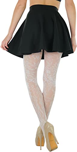 Image of ToBeInStyle Women's Elegant Floral Lace Inspired Spandex Net Full Length Tights