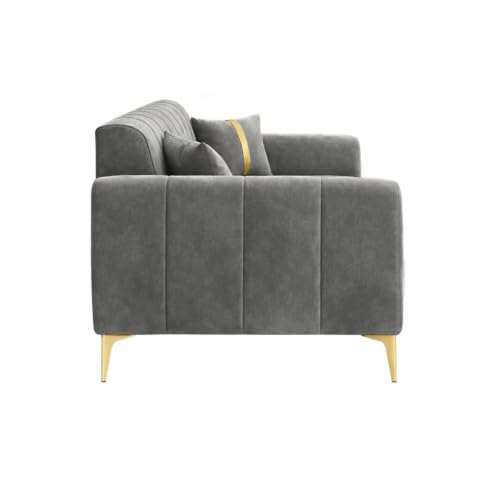 Image of Hermione Luxe Velvet-Suede Fabric 3 Seater Sofa | Comfortable Seating | Modern Sofa for Living Room - (Dark Gray)