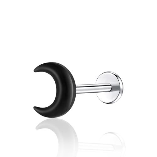 1Pcs G23 Titanium Flat Back Earrings Studs 16g F136 Implant Grade Titanium Labrets Press Fit Threadless Push In Dainty Cartilage Helix Conch Lobe Lip Tragus Piercing Jewelry