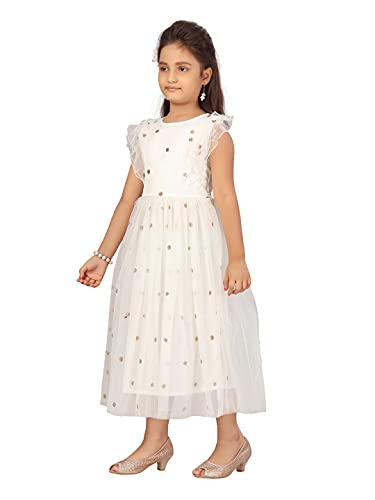 Image of muhuratam Girls White Colour Gown (G-21308-WHITE-30)