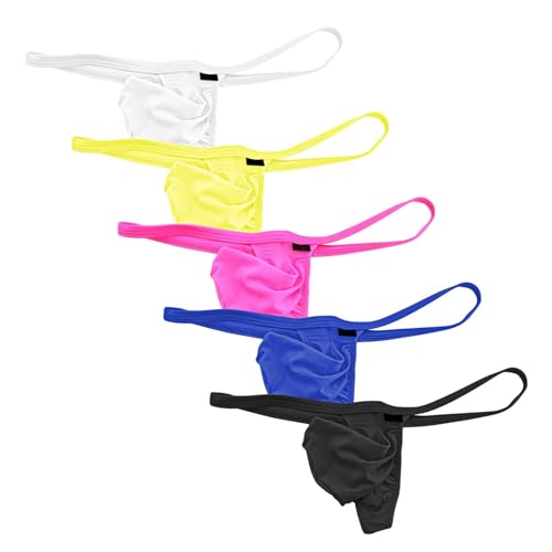 Men's Ultra-Thin Silky G-String Thong Underwear with Comfortable Bulge Pouch, Low-Rise Stretch T-Back Briefs