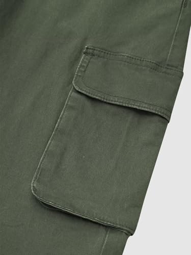 Flamingals Straight Leg Pants for Women Mid Rise Casual Cargo Solid Flap Pockets Pants 5