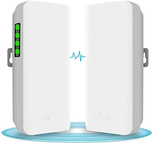 Point to Point Wireless Bridge Outdoor,5.8G WiFi Access Extender CPE Outdoor WiFi Long Range Internet Repeater Supports Video Surveillance Transmission up 1.2 Miles with 12DBi Gain Antenna 2 Pack