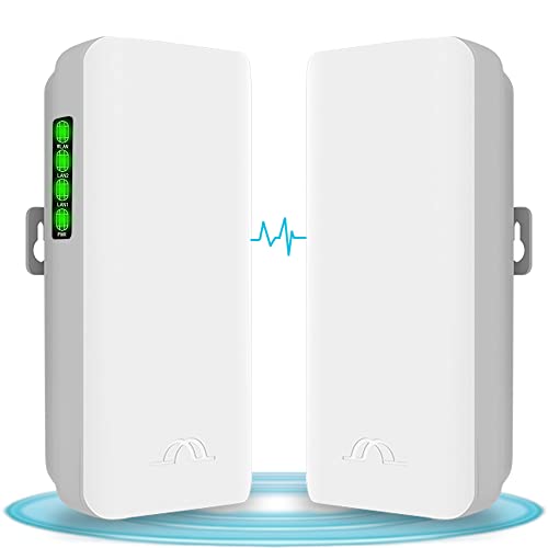 Point to Point Wireless Bridge Outdoor,5.8G WiFi Access Extender CPE Outdoor WiFi Long Range Internet Repeater Supports Video Surveillance Transmission up 1.2 Miles with 12DBi Gain Antenna 2 Pack