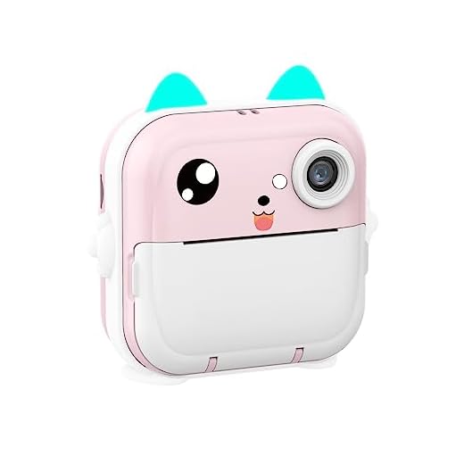 Impressão instantânea de câmera infantil, câmera digital para brinquedos, automático, gravação de fotos e vídeos, câmera selfie infantil, ROSA