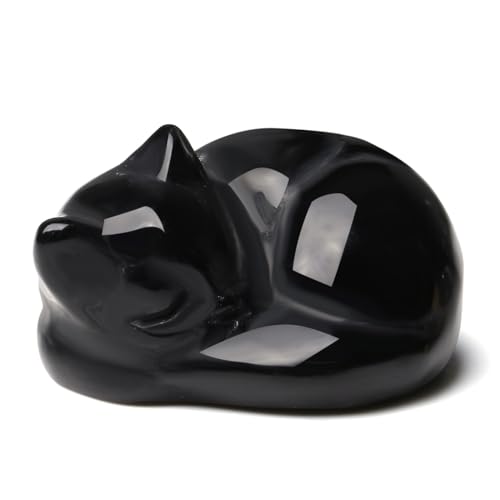 XIANNVXI Katzen Deko Figuren Deko Katze Schwarz Obsidian Schwarze Katze Figur Katzenfigur Deko Katzen Geschenk Katzenliebhaber