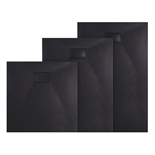 EMKE Duschwanne 140x90 cm Duschtasse Flach Anti-Rutsch SMC Duschwanne Zuschneidbar, Duschwannen Schwarz Duschtassen