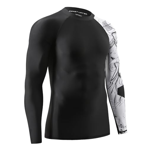 HUGE SPORTS Men's Swim Shirts Long Sleeve UPF 50+ Rash Guard Sun Shirts UV Sun Protection3