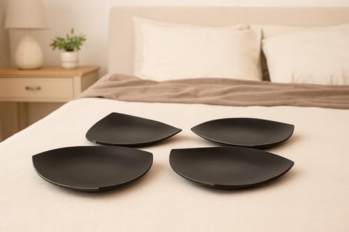 Image of HS HINDUSTANI SAUDAGAR Shadow Matte Quarter Ceramic Plates Sets of 4 dinnerware Sets Plates for Dinner Pasta Lunch thali Dinner Set Handcrafted Ideal Kitchen Design for Daily Use and Gifting