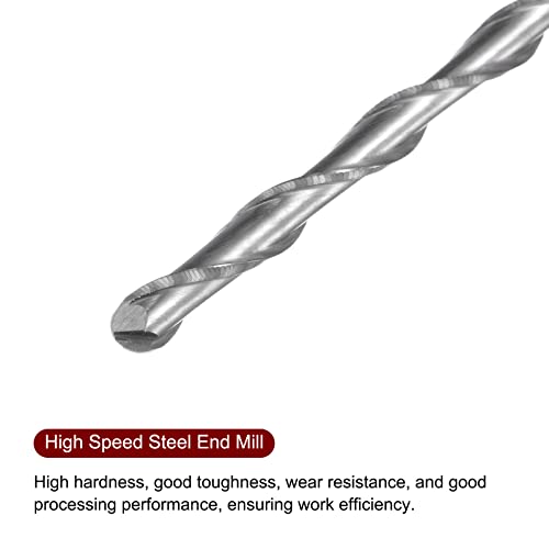 Image of HARFINGTON Ball Nose End Mill 4mm Diameter 52mm Cutting Length 4mm Shank High Speed Steel 2 Flutes Spiral Upcut CNC Router Bits